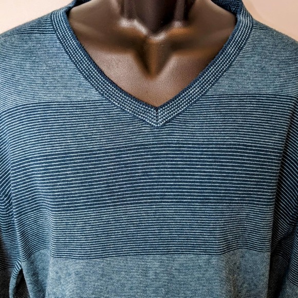 Claiborne Navy/Teal Cotton/Cashmere Blend V Neck Pullover Men's Size XXL - Picture 3 of 7